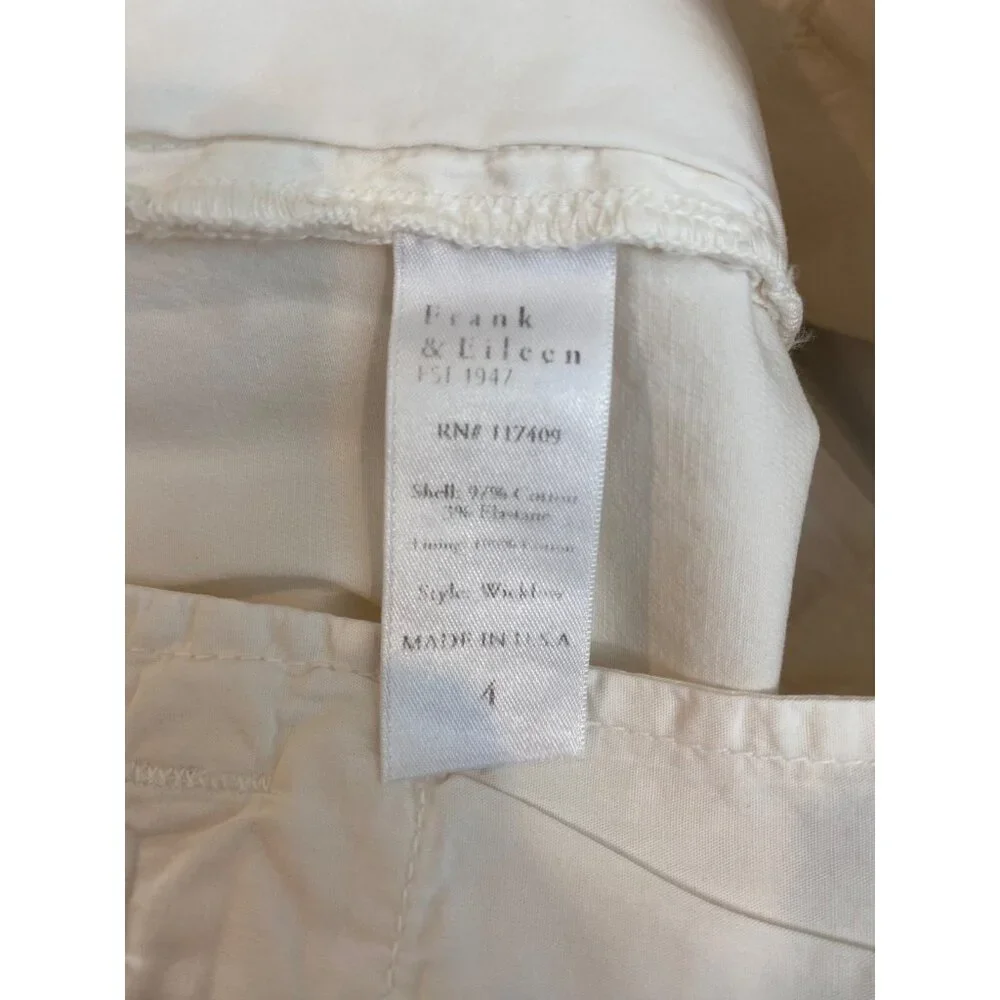 Frank & Eileen Women's Winslow Italian Chino Pant White Cropped Size 4 Cotton - Picture 5 of 6